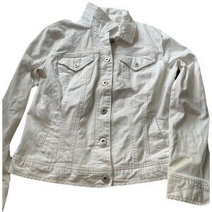 Style & Co White Jean Jacket Button Up Women’s Size Large